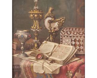 CONTINENTAL SCHOOL (19TH CENTURY) | Tabletop still life. Oil on panel