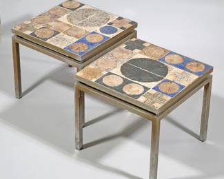 PAIR TUE POULSON OCCASIONAL TABLES | l. 17.25 x w. 17.25 x h. 15.75 in.