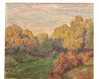 WILHELM GEORGES RITTER (1850-1926) | Meadow at sunset. Oil on canvas on board. h. 14 x 16.5 in. board. signed lower right