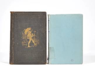(2pc) MARK TWAIN & OTHER | Including an 1880 edition of A Tramp Abroad by Mark Twain (Samuel L. Clemens), sold by subscription only, Hartford, Conn.: American Publishing Company, Chatto & Windus London; plus Angel in Top Hat by Zulma Steele, first edition [ex Chicago Library] - w. 6.25 x h. 9 in. (Twain)