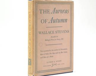 AURORAS OF AUTUMN, FIRST EDITION | The Auroras of Autumn by Wallace Stevens, pub. Alfred A. Knopf, New York, first edition, 1950, hardcover
 - w. 6 x h. 8.5 in.