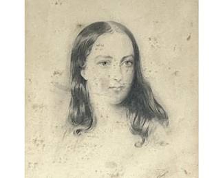 GEORGE H. BURGESS (1831-1905) | Pencil on paper, portrait bust of a young woman, signed lower right - 6.25 x 4.75 in. (Sight) - w. 17.25 x h. 17.25 in. (frame)
