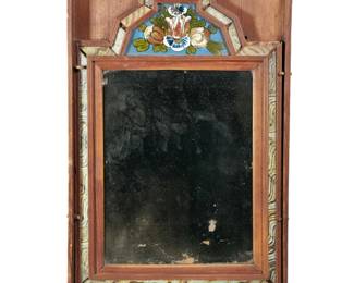 ANTIQUE COURTING MIRROR | 18th/19th Century "This looking glass belonged to Elizabeth Locke, mother of Samuel Locke and grandmother of Sarah Locke Ridgeway. She (Elizabeth) was born in 1743 and died in 1830. [She was Elizabeth Collins] - w. 11.5 x h. 16.75 in.
