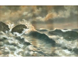 H. MAYLATH (20TH CENTURY) | Stormy seascape. Pastel on paper. Signed and dated 1906 lower left. 20.5 x 13.5 in. (sight).  - w. 24.5 x h. 17.5 in. (frame)