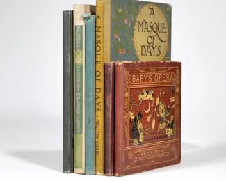 (6VOL) WALTER CRANE | Including two copies of The Baby's Opera: A Book of Old Rhymes with New Dresses by Walter Crane; A Masque of Days; A Floral Fantasy in an Old English Garden, New York & London, Harper and Brothers; Flora's Feast: A Masque of Flowers, Cassell & Company Ltd; and A Flower Wedding, Cassell & Company Ltd. - w. 8.5 x h. 11.25 in. (largest)