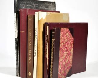 (6pc) BOOKS ON ARTISTS | Including Zorn, Durer and Beyond, two copies of Malvina Hoffman, Johnny Friedlander, When Men Were Animals and Animals Were Men: A Study of the Graphic Work of David Itchkawich, Rembrandt by Estelle M. Hurll in three quarter leather