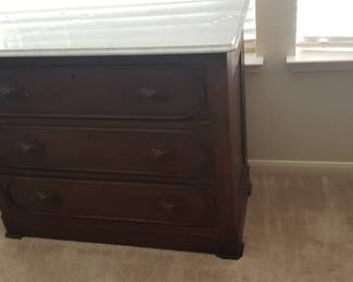 3 drawer marble top dresser