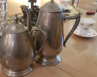 Pewter coffee and pitcher