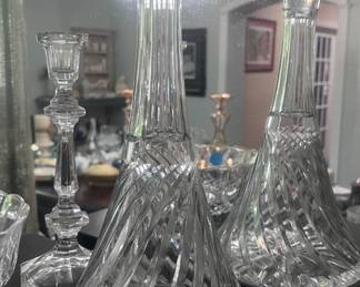 Lots of crystal decanters 