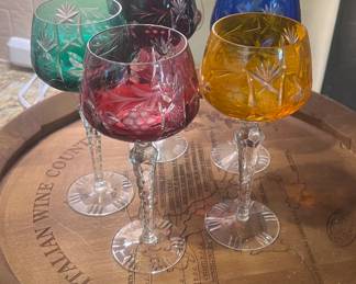 Beautiful wine glasses and tray