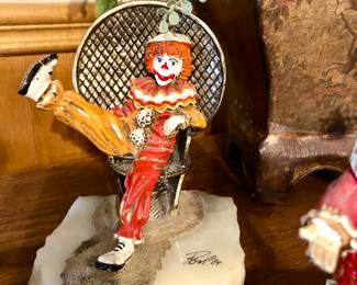 Signed Ron Lee clown collection - vintage hand painted with 24K gold on quartz 