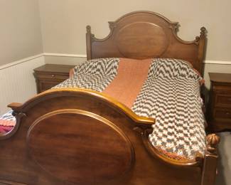 Victorian style oak queen bed/mattress