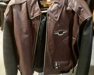 Harley burgundy/black leather jacket