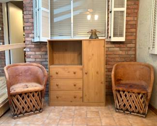 Vintage western style chairs, dresser/storage