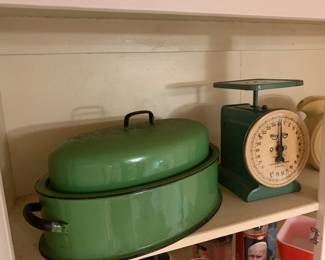 Colombian Enamelware Roaster, kitchen scale