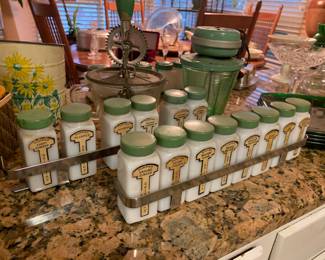 Antique milk glass spice jar sets