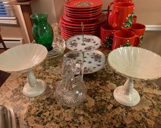 Lennox dishes, crystal pitcher