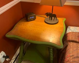 Antique table, moose lamp