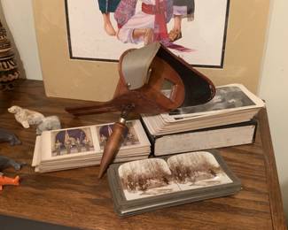 Stereoscope with some great slides including Sears and Roebuck factory set and military