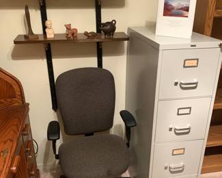 Filing cabinet, office chair