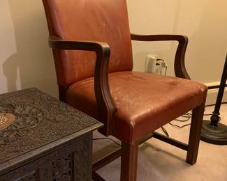 Very cool antique red leather chair