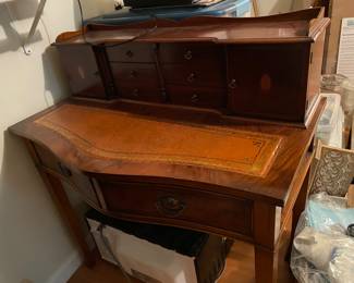 Leather top, secretary desk with drawers and doors