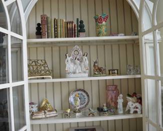 Vintage books; Staffordshire figural group
