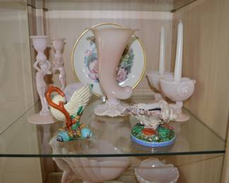 Cambridge Glassware & antique majolica pieces (purchased from Charles Washburne)