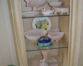 Cambridge Glassware & antique majolica pieces (purchased from Charles Washburne)