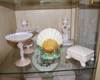 Cambridge Glassware & antique majolica pieces (purchased from Charles Washburne)