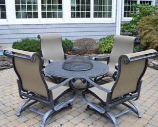 Patio firepit table with chairs
