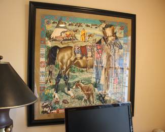 Framed Hermes scarf "Les Cheyennes"