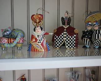MacKenzie Childs Christmas ornaments Alice in Wonderland