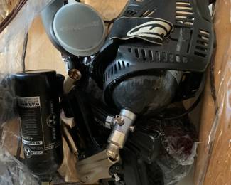 Paintball guns, mask, air tanks and paintballs