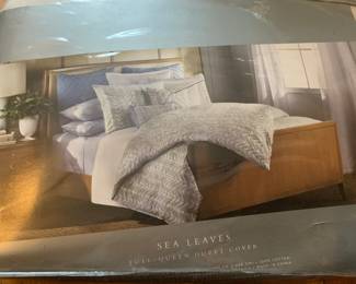 New Barbara Barry Sea Leaves Queen Duvet Cover