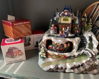 Tons of Christmas decorations including this Christmas village