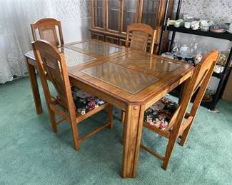 Beveled Glass Top Dining Table Basset Chair Dining Set 