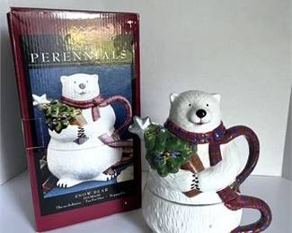 Pfaltzgraff Snow Bear Tea Pot 