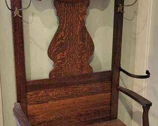 Antique Oak Hall Seat