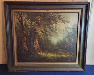 Antique Pastoral Oil On Canvas
