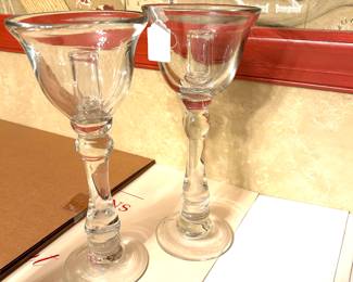 Tall handblown {Heavy!} glass candlesticks