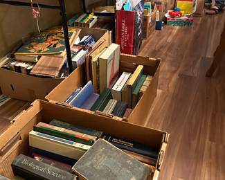 load of current books as well as antique books. (outside under tent )