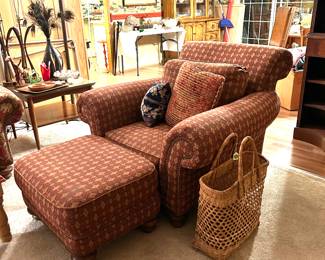 upholstered chair and ottoman