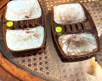 brown dripware ashtrays