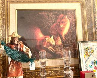 Fox print  very nice candlesticks