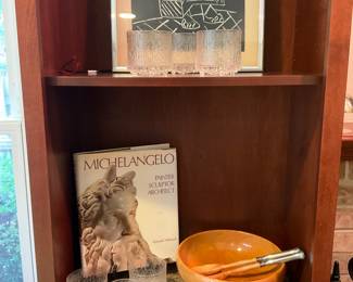 1960s, Iittala Ultima ,Thule Rock Glasses  Tapio Wirkkala.   John Hasselbring , Sterling and wood 3pc salad set 