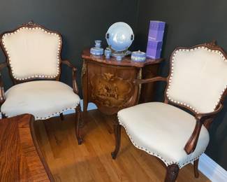 Romweber dining room Chairs.  Antique, Marble top Bombay chest