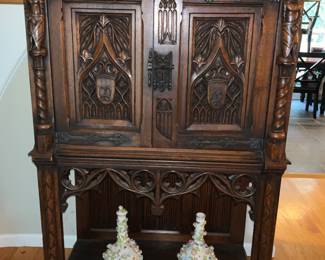 Antique, Gothic,  Heavily carved wood, Tube Radio, 
