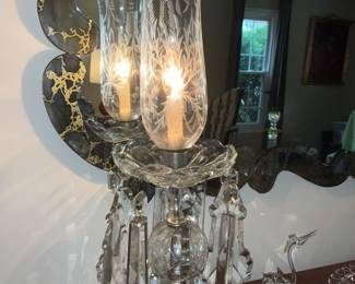 Hollywood Regency Crystal lamps, Matching Pair,  Extra Large Crystals 