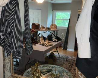 Painted mirror, matching table